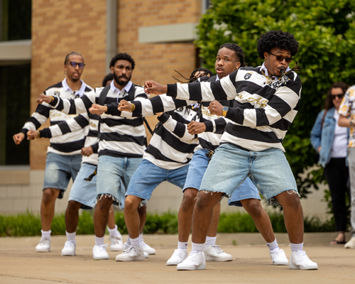 A group of students performing at NPHC yard show.